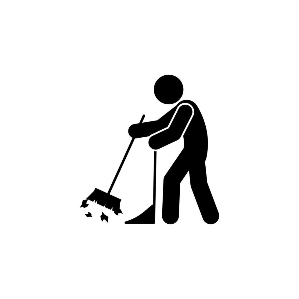 man sweeping vector icon