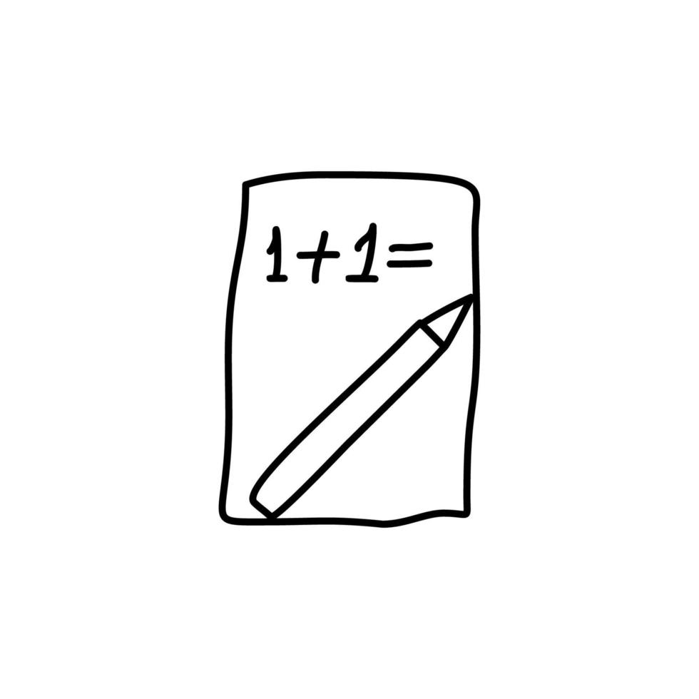 mathematical exercise on a sheet sketch vector icon