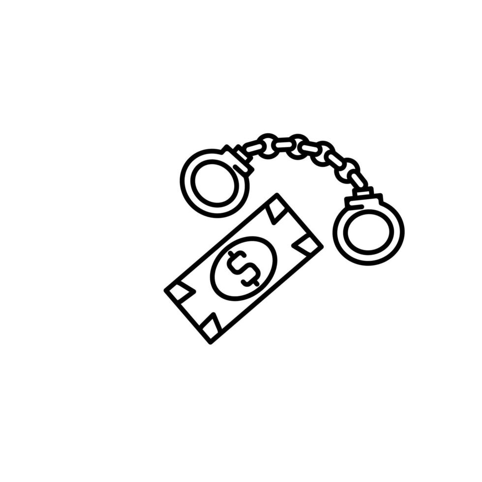 Bribe, handcuffs, clamp, money vector icon
