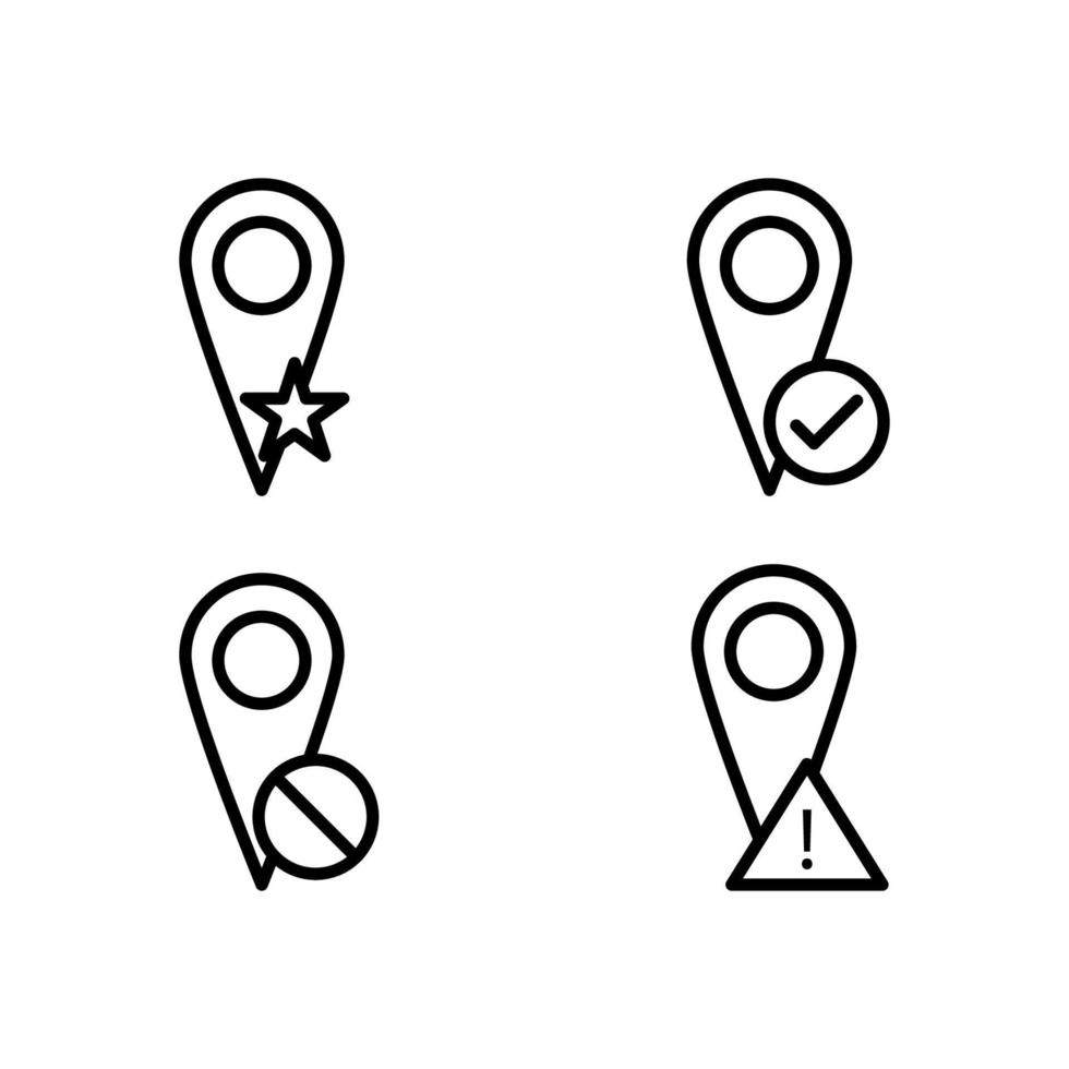 pin, star, check, delete, exclamation sign vector icon