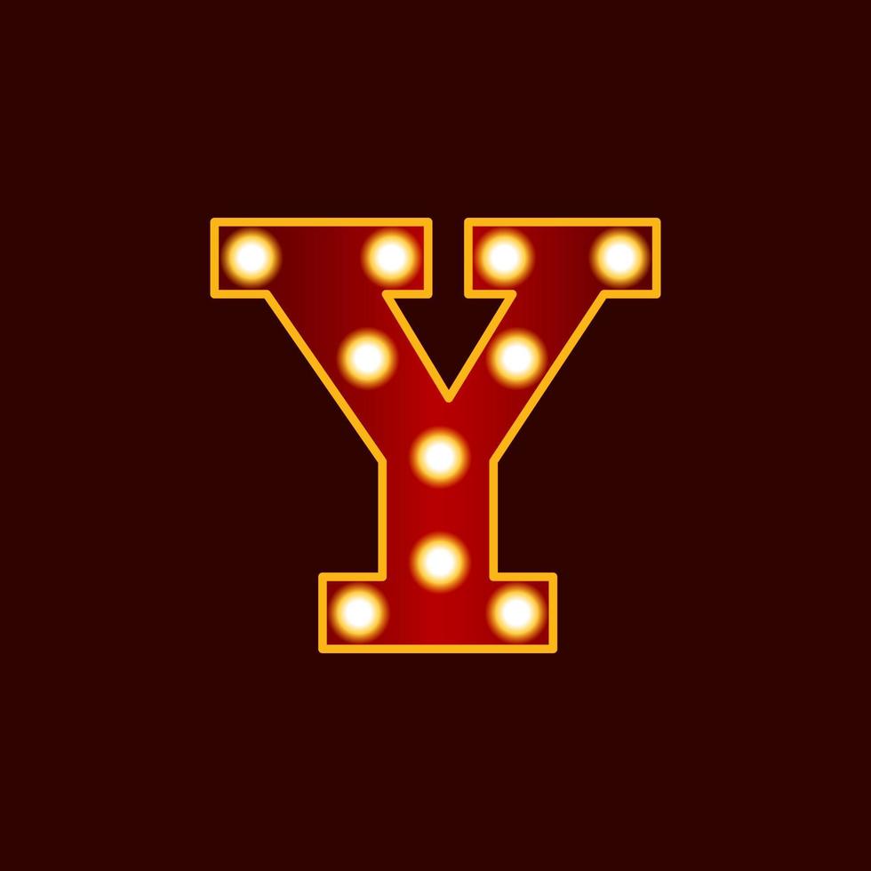 Y, alphabet letter with bulb vector icon