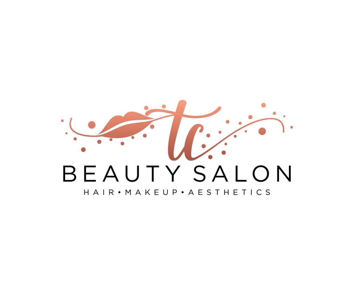 Initial TC feminine logo collections template. handwriting logo of initial signature, wedding, fashion, jewerly, boutique, floral and botanical with creative template for any company or business. vector