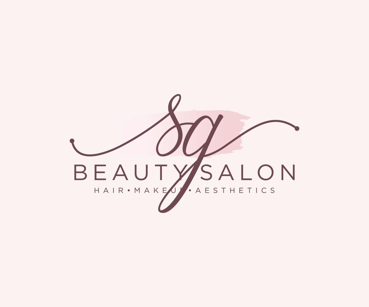 Initial SG feminine logo collections template. handwriting logo of initial signature, wedding, fashion, jewerly, boutique, floral and botanical with creative template for any company or business. vector