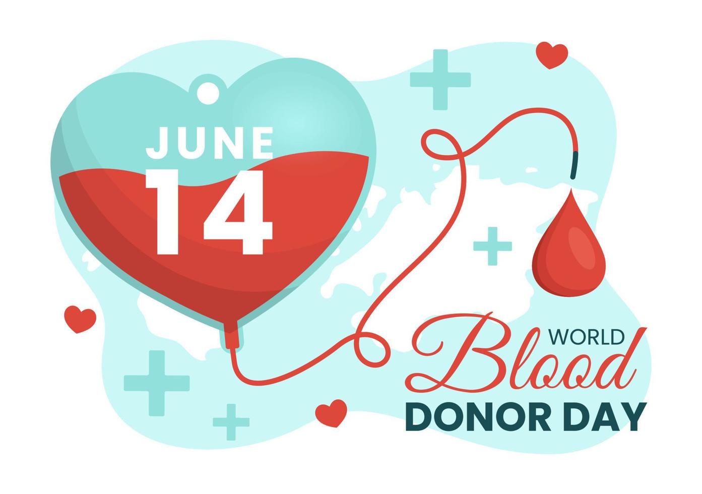 World Blood Donor Day on June 14 Illustration with Human Donated Bloods for Give the Recipient in Save Life Flat Cartoon Hand Drawn Templates vector