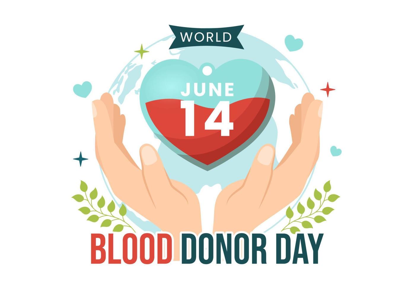 World Blood Donor Day on June 14 Illustration with Human Donated Bloods for Give the Recipient in Save Life Flat Cartoon Hand Drawn Templates vector