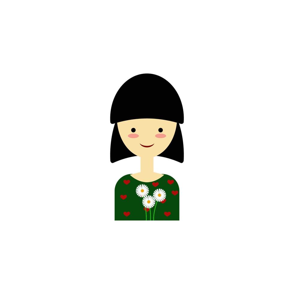 Woman, daisy color vector icon