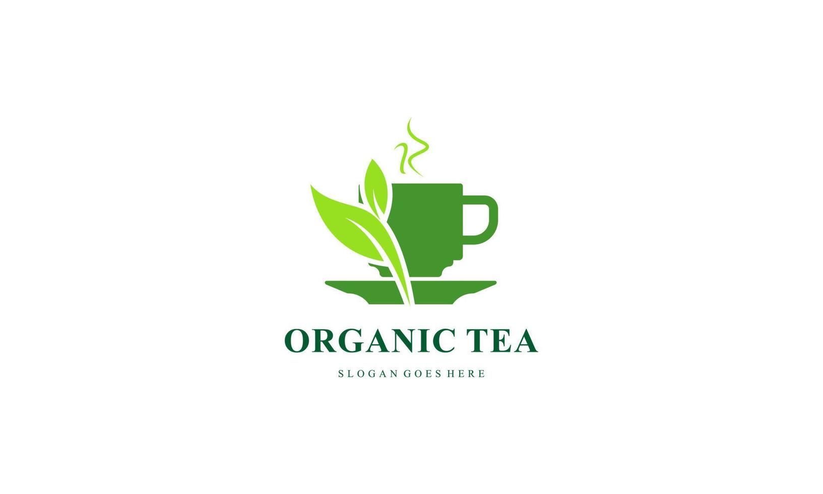 orgánico verde té logo vector