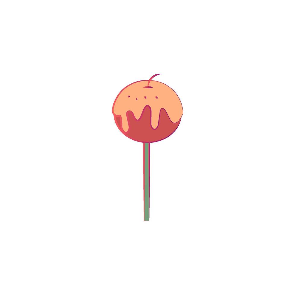 apple on stick colored vector icon