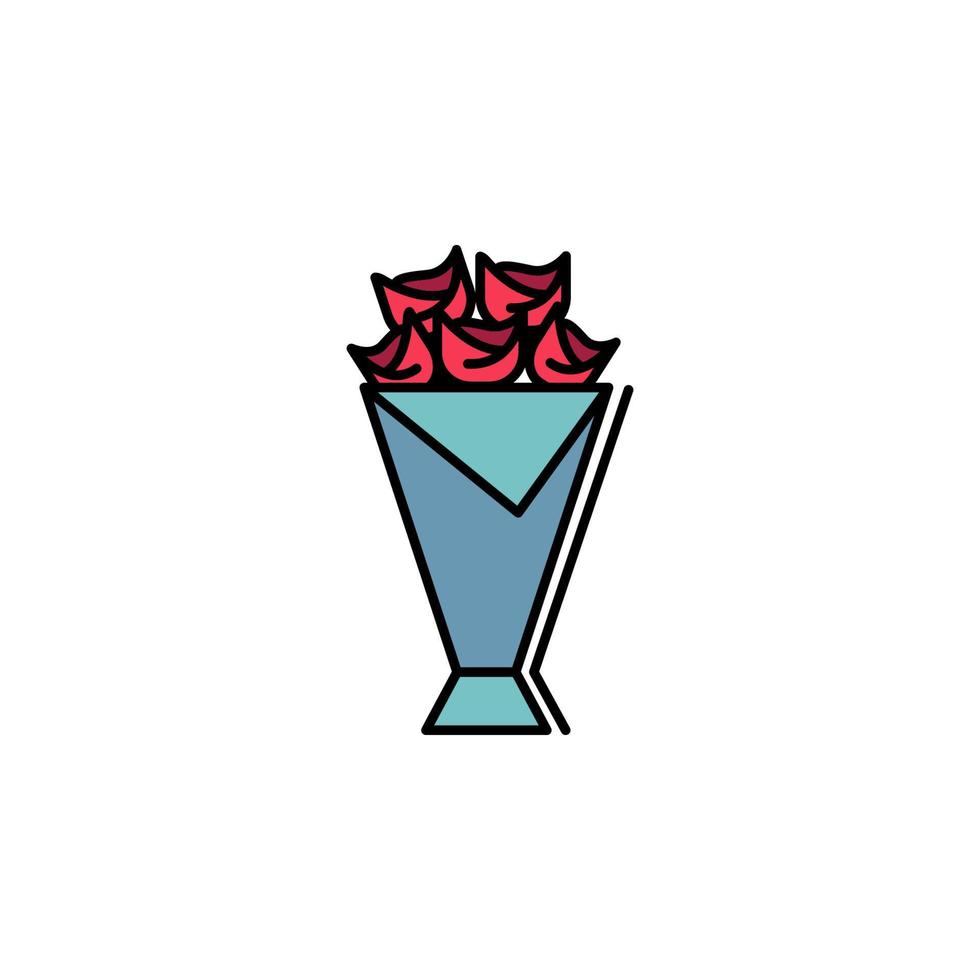 bouquet, flower, love, roses vector icon