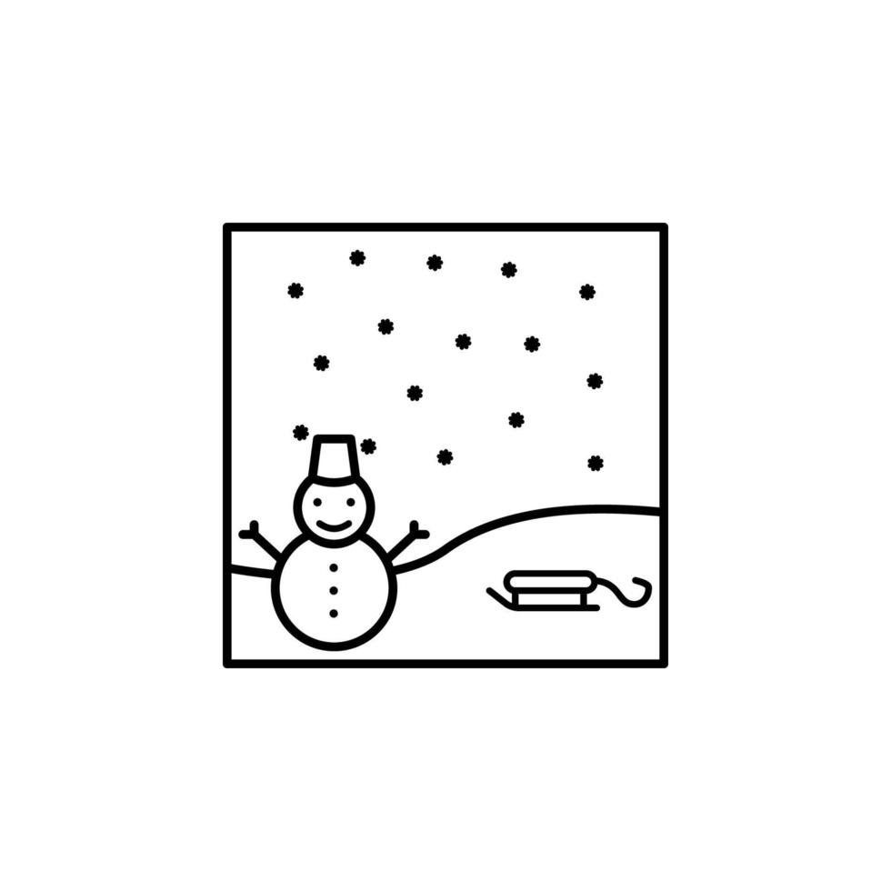 monigote de nieve nieve contorno vector icono