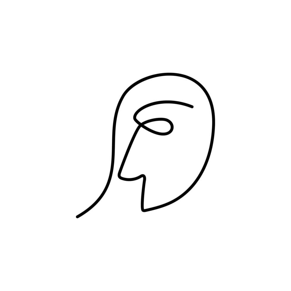 one line, face, woman vector icon