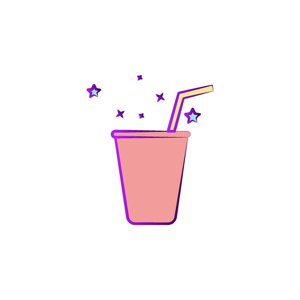 bebida en un vaso con Paja de colores vector icono