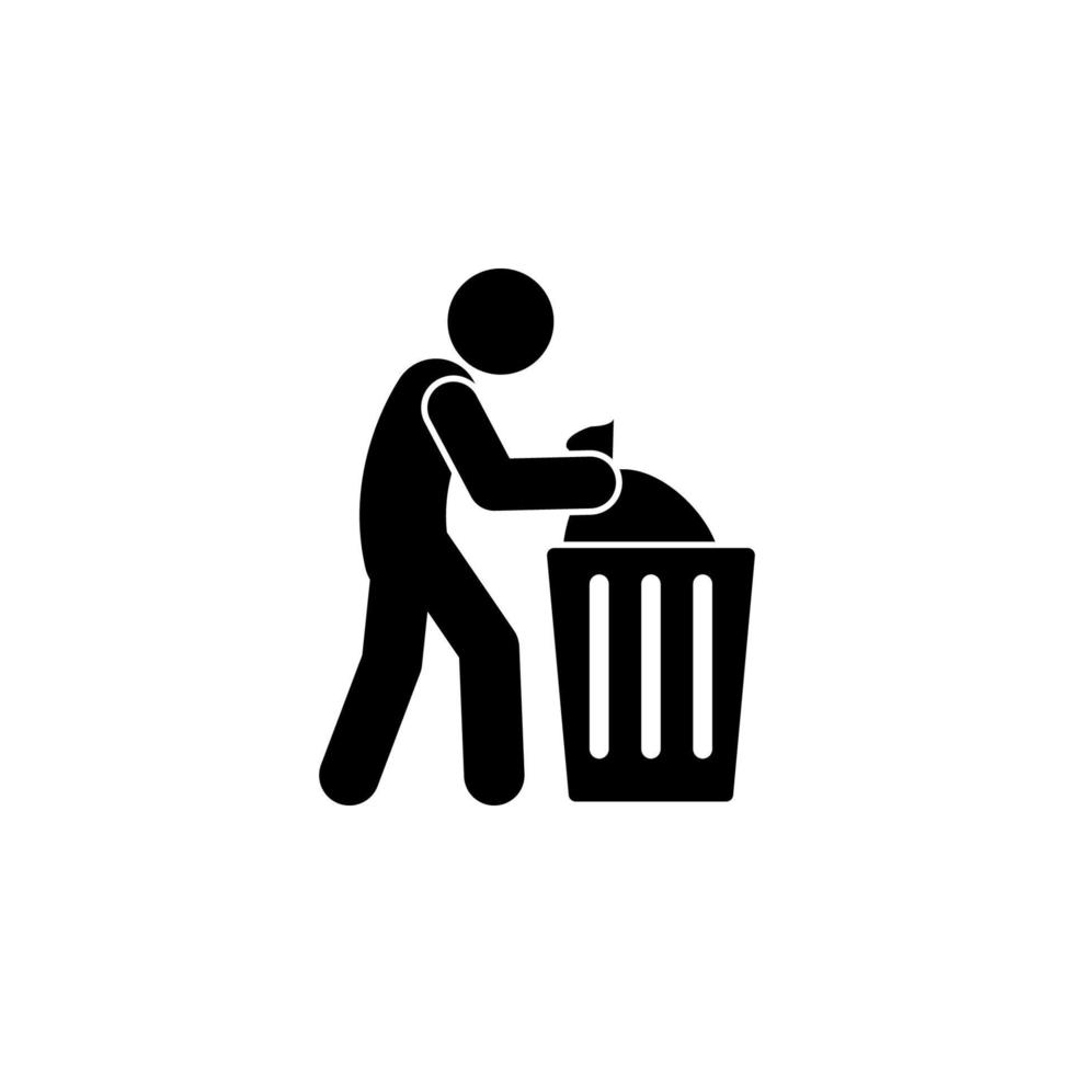 man garbage, throwing vector icon