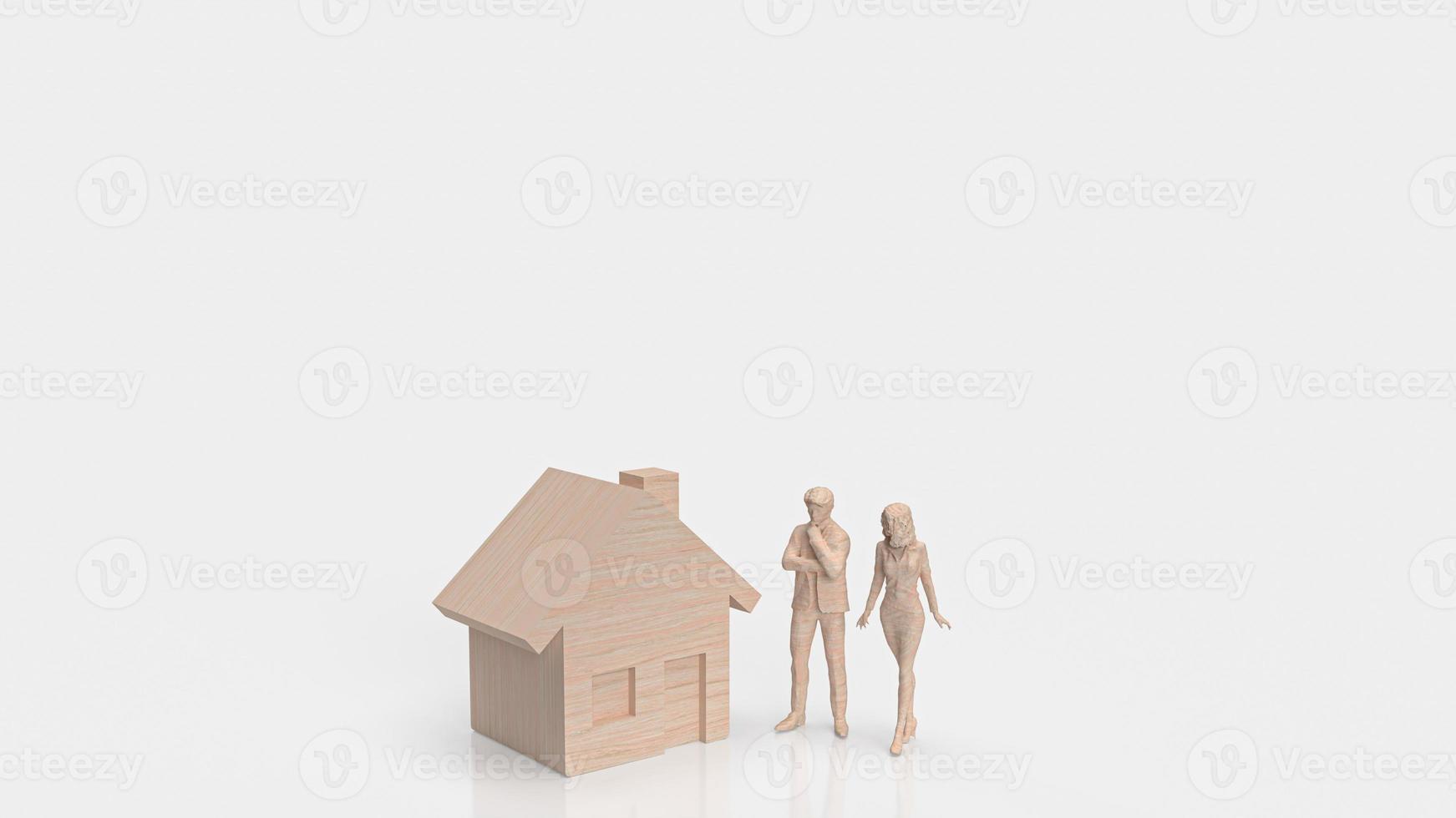 The home wood and figure on white background for property or estate concept 3d rendering photo