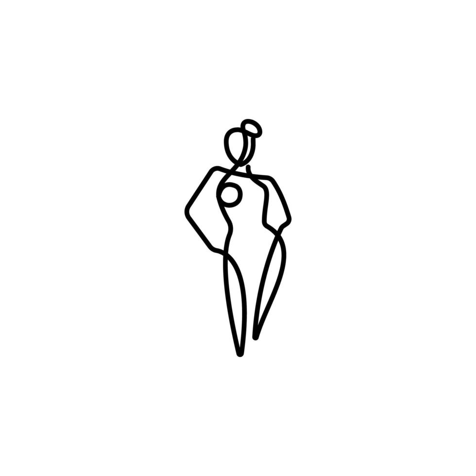 one line, body, woman vector icon