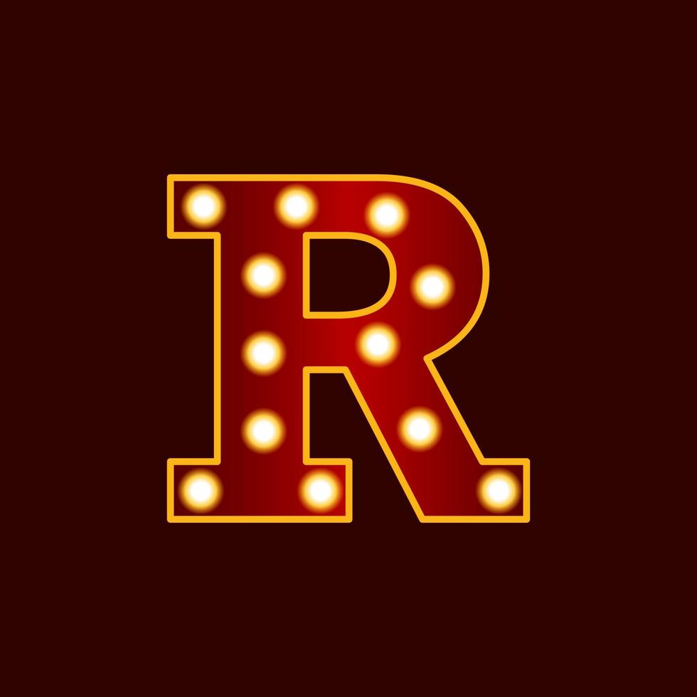 R, alphabet letter with bulb vector icon