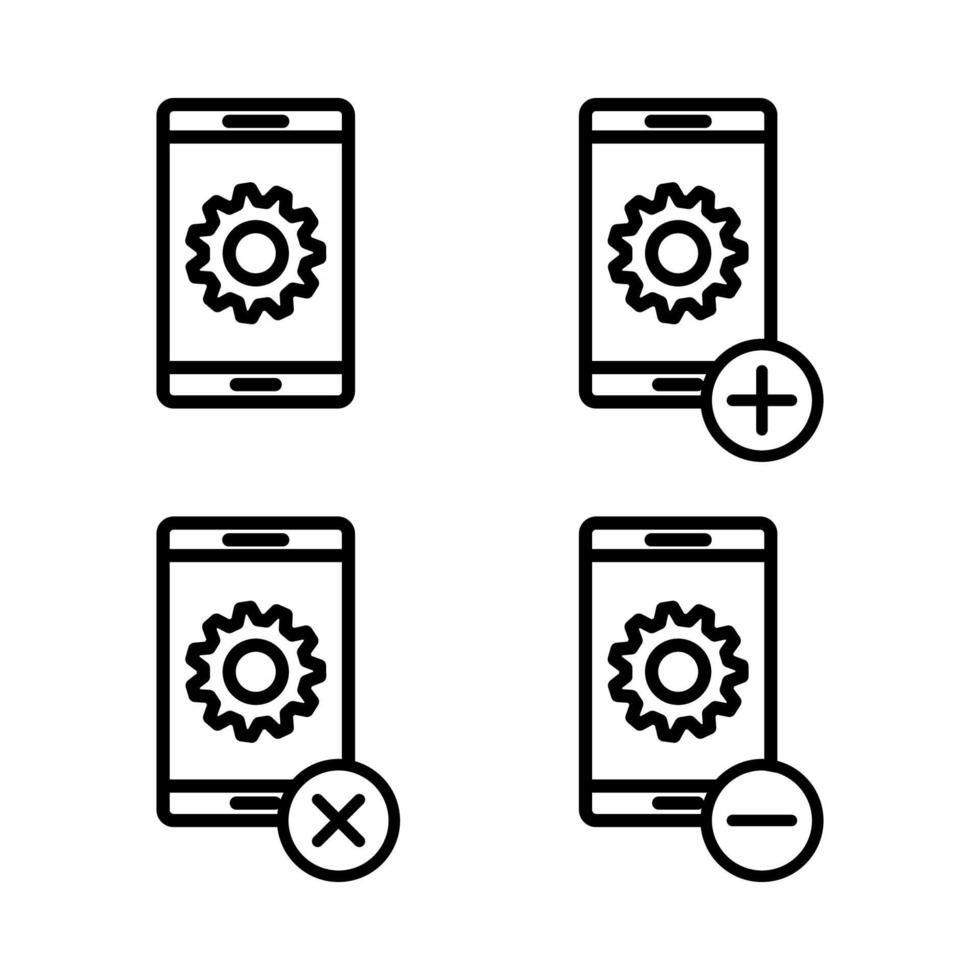 set of smartphone settings vector icon