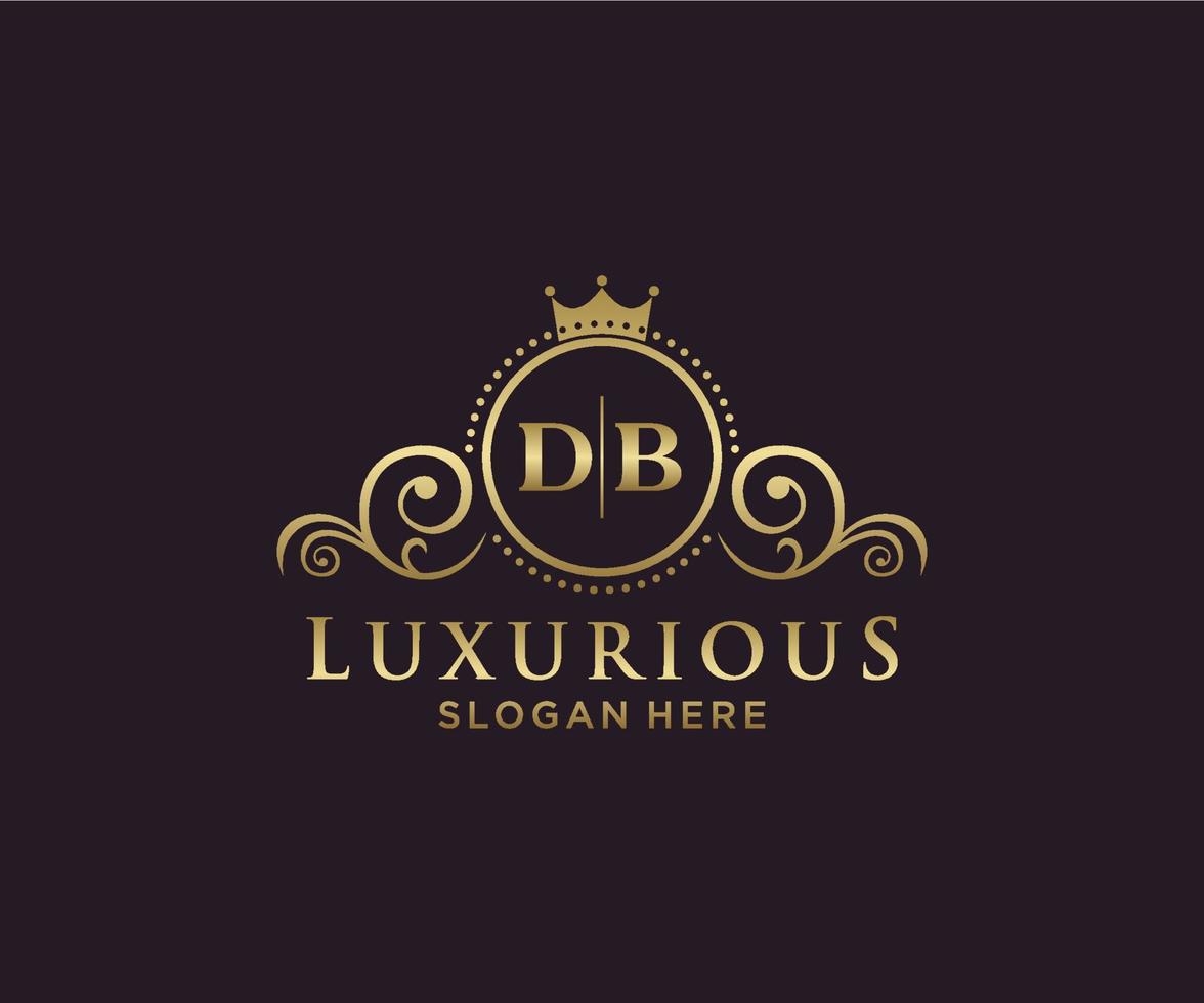 Initial DB Letter Royal Luxury Logo template in vector art for Restaurant, Royalty, Boutique, Cafe, Hotel, Heraldic, Jewelry, Fashion and other vector illustration.