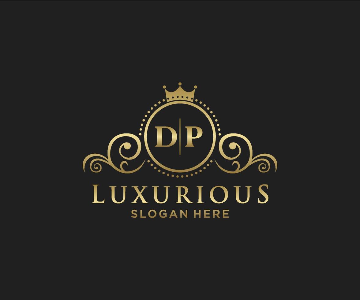 Initial DP Letter Royal Luxury Logo template in vector art for Restaurant, Royalty, Boutique, Cafe, Hotel, Heraldic, Jewelry, Fashion and other vector illustration.