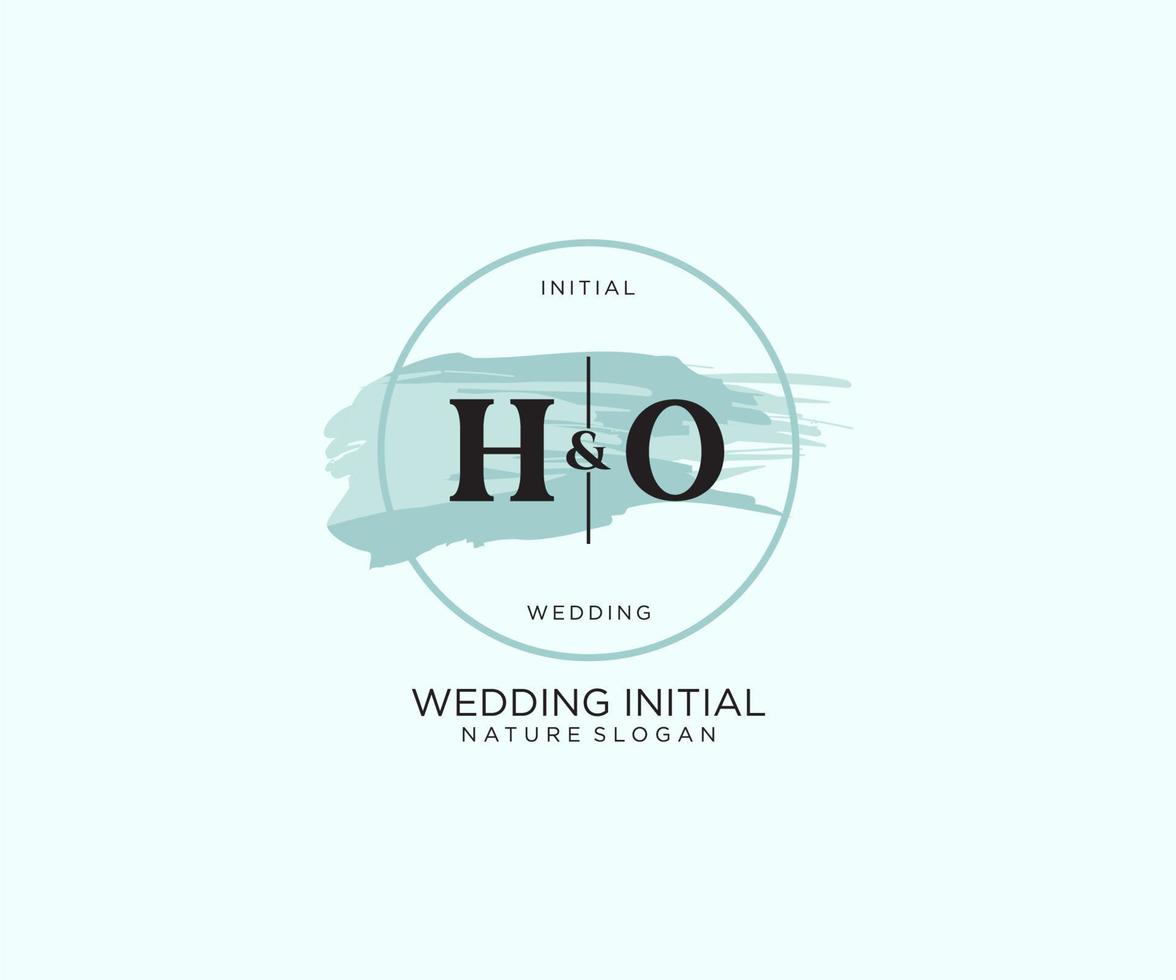 Initial HO Letter Beauty vector initial logo, handwriting logo of initial signature, wedding, fashion, jewerly, boutique, floral and botanical with creative template for any company or business.