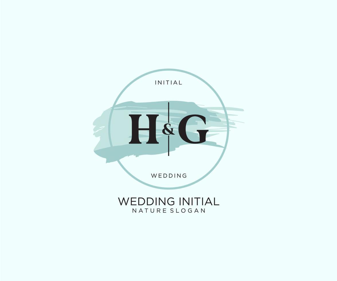 Initial HG Letter Beauty vector initial logo, handwriting logo of initial signature, wedding, fashion, jewerly, boutique, floral and botanical with creative template for any company or business.