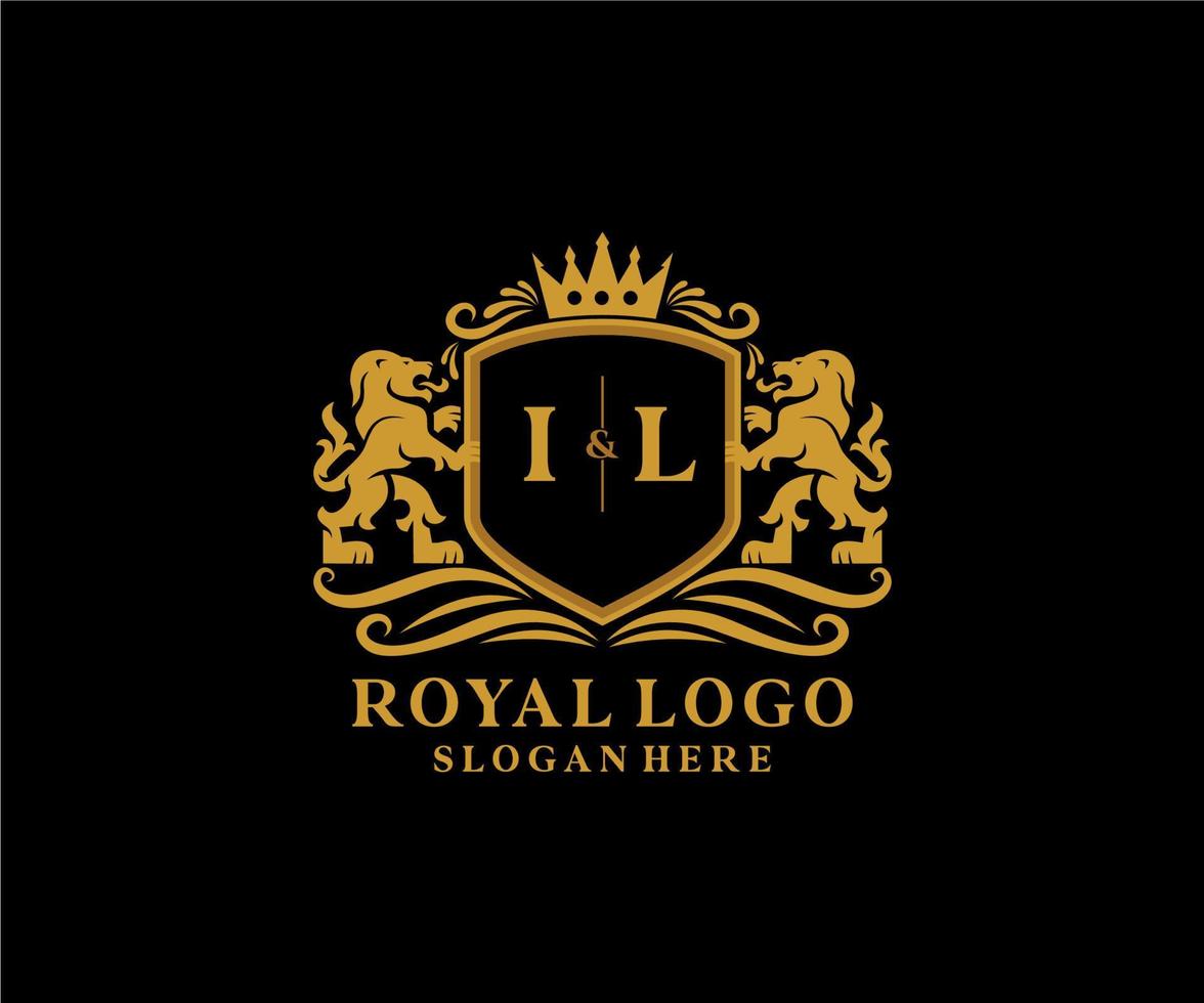 plantilla de logotipo de lujo real de león de letra il inicial en arte vectorial para restaurante, realeza, boutique, cafetería, hotel, heráldica, joyería, moda y otras ilustraciones vectoriales. vector