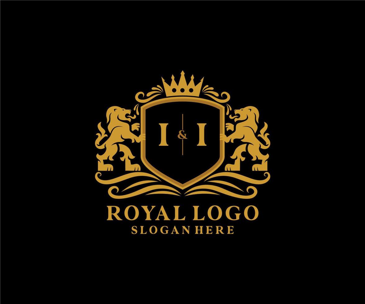 Initial II Letter Lion Royal Luxury Logo template in vector art for Restaurant, Royalty, Boutique, Cafe, Hotel, Heraldic, Jewelry, Fashion and other vector illustration.