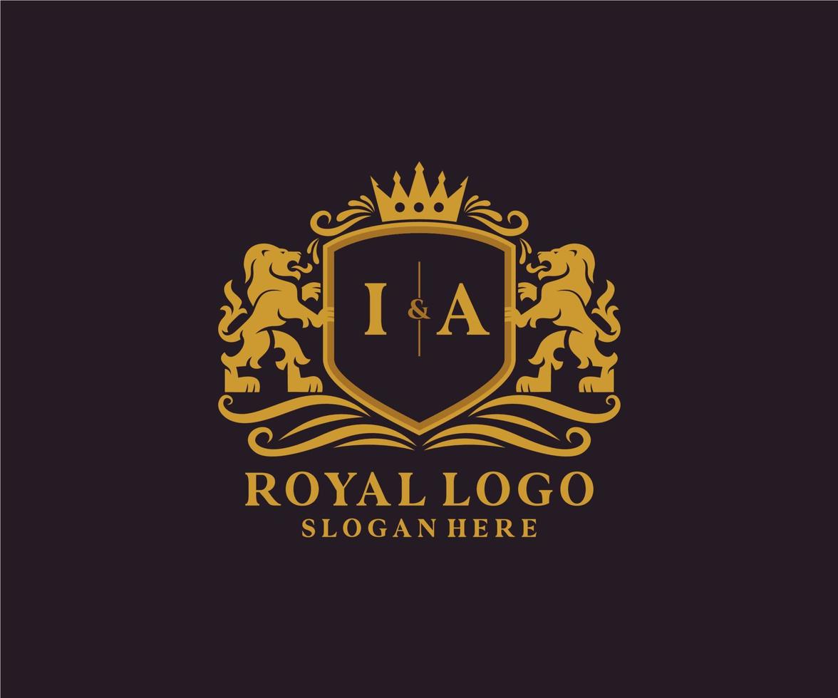 plantilla de logotipo de lujo real de león de letra inicial ia en arte vectorial para restaurante, realeza, boutique, cafetería, hotel, heráldica, joyería, moda y otras ilustraciones vectoriales. vector