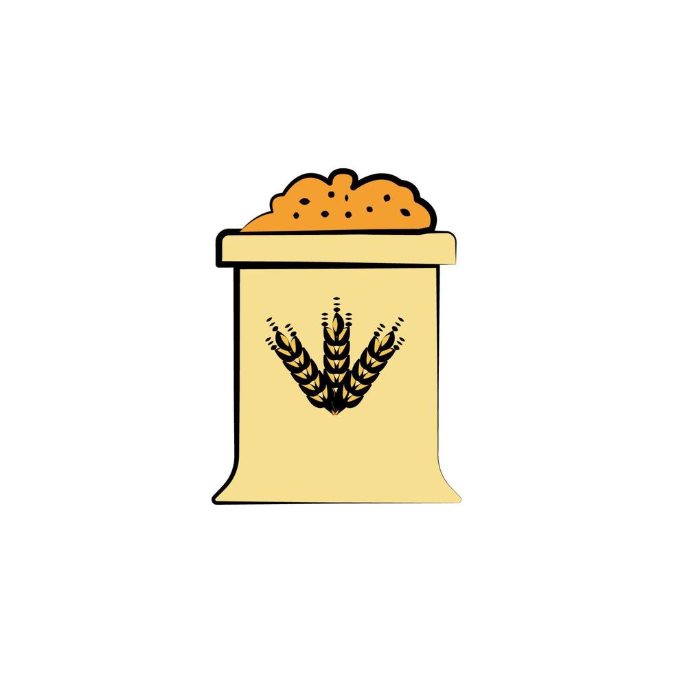 bag of barley colored sketch style vector icon