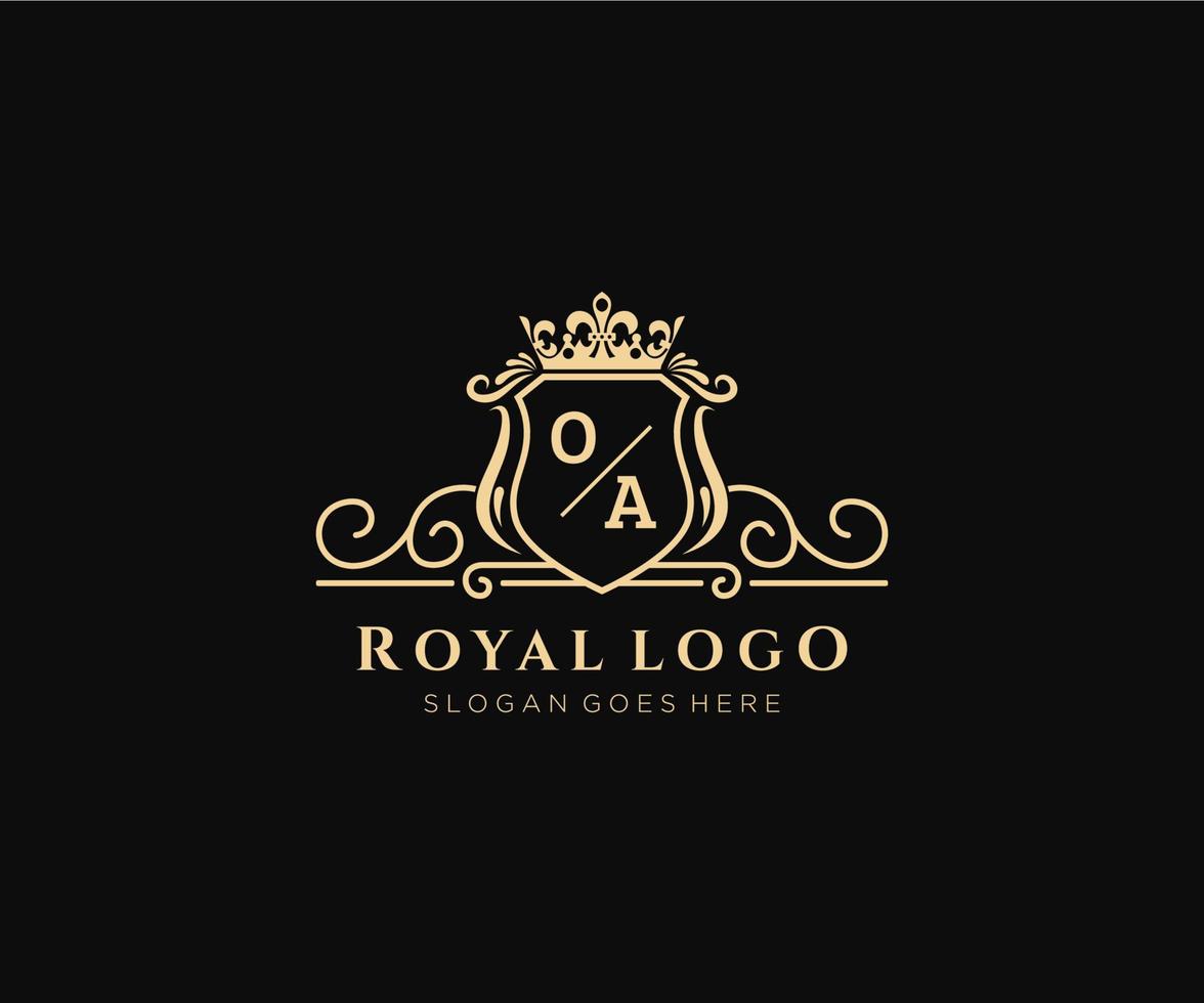 Initial OA Letter Luxurious Brand Logo Template, for Restaurant, Royalty, Boutique, Cafe, Hotel, Heraldic, Jewelry, Fashion and other vector illustration.