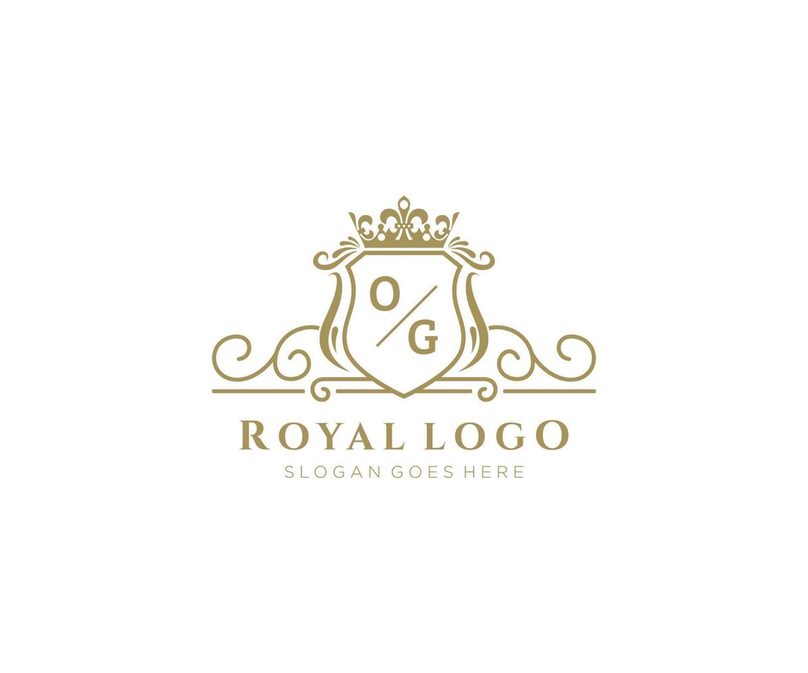 Initial OG Letter Luxurious Brand Logo Template, for Restaurant, Royalty, Boutique, Cafe, Hotel, Heraldic, Jewelry, Fashion and other vector illustration.