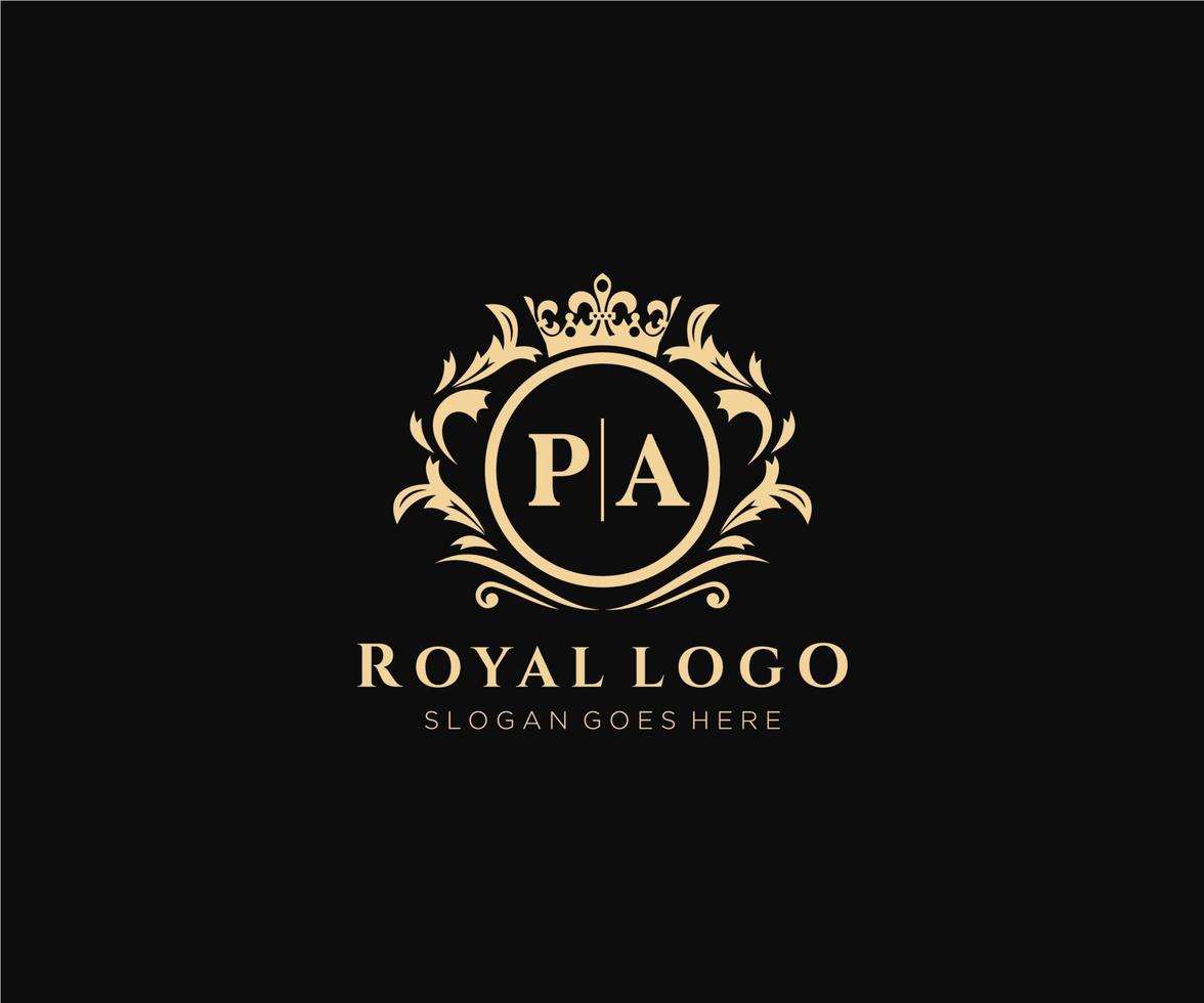 Initial PA Letter Luxurious Brand Logo Template, for Restaurant, Royalty, Boutique, Cafe, Hotel, Heraldic, Jewelry, Fashion and other vector illustration.