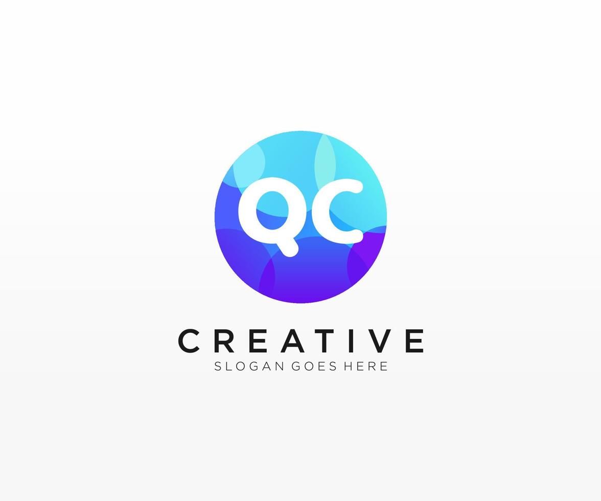 QC initial logo With Colorful Circle template vector. vector