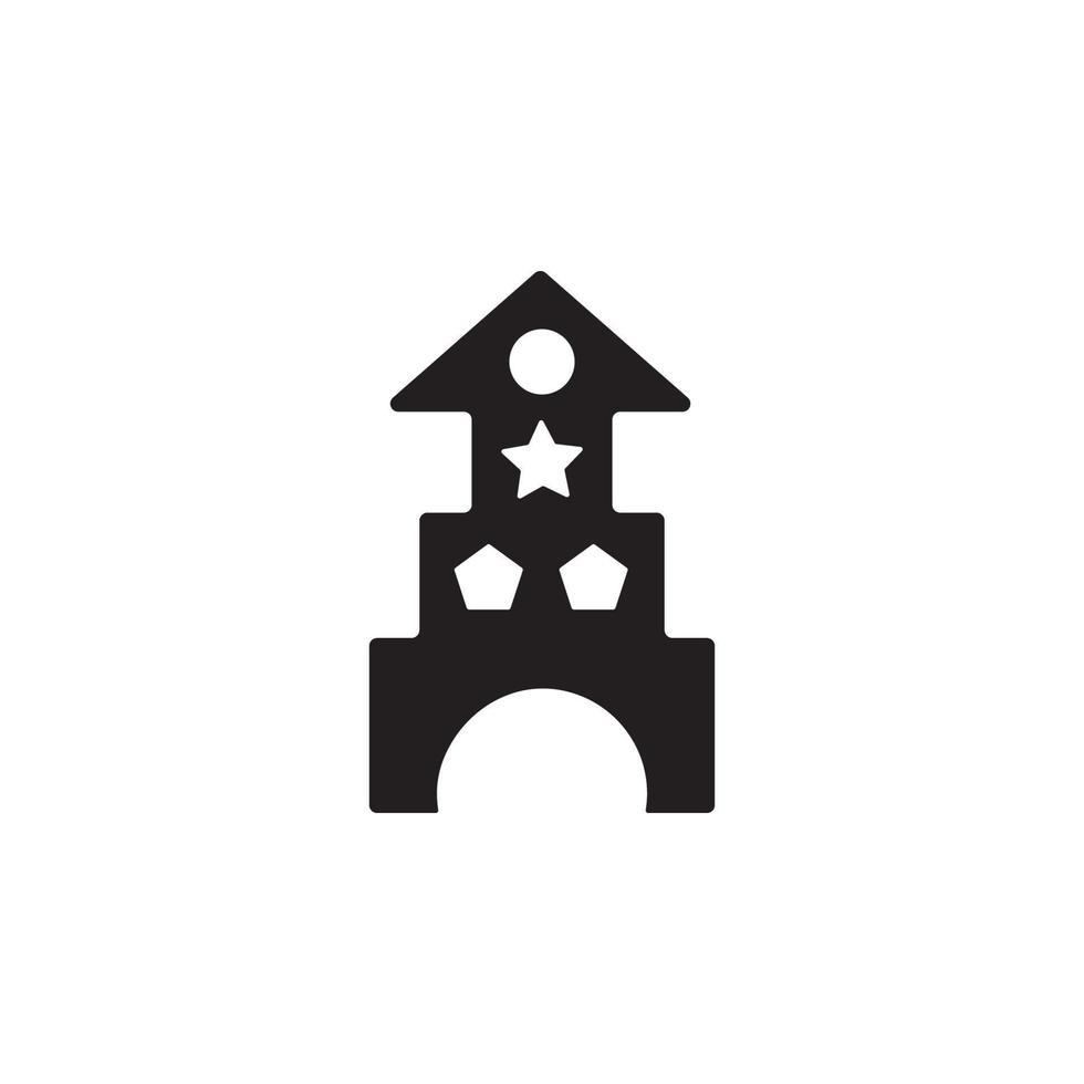 de madera bloques juguete castillo y casa vector icono