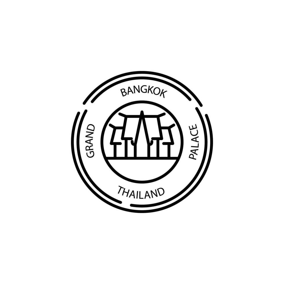 pasaporte estampilla, visa, bangkok, tailandia, grandioso, palacio vector icono