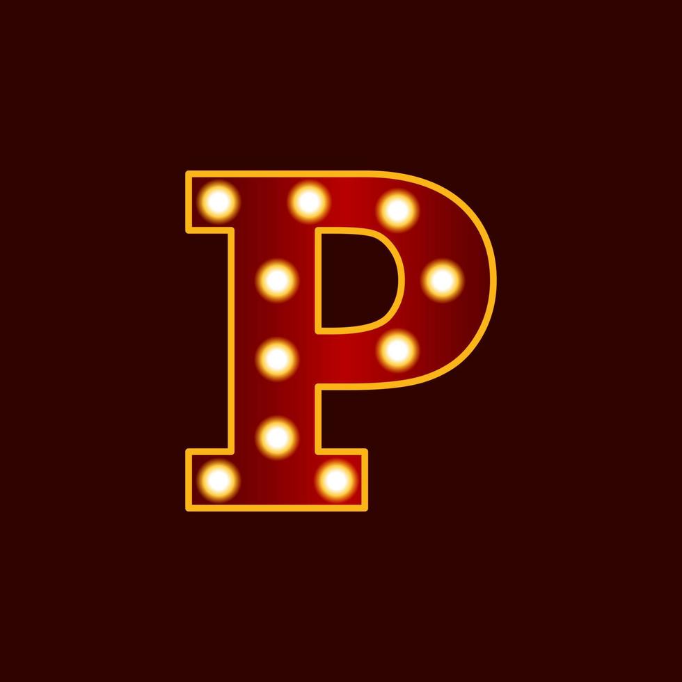 P, alphabet letter with bulb vector icon