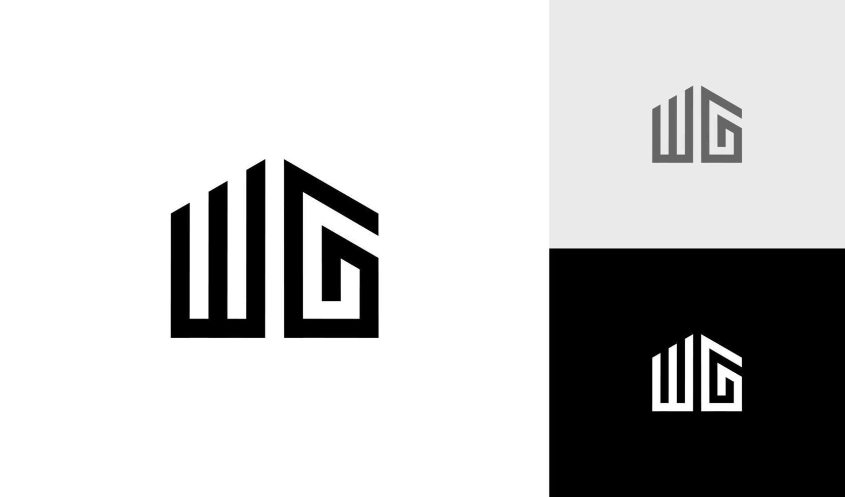 Abstract house logo with letter WG monogram logo design vector