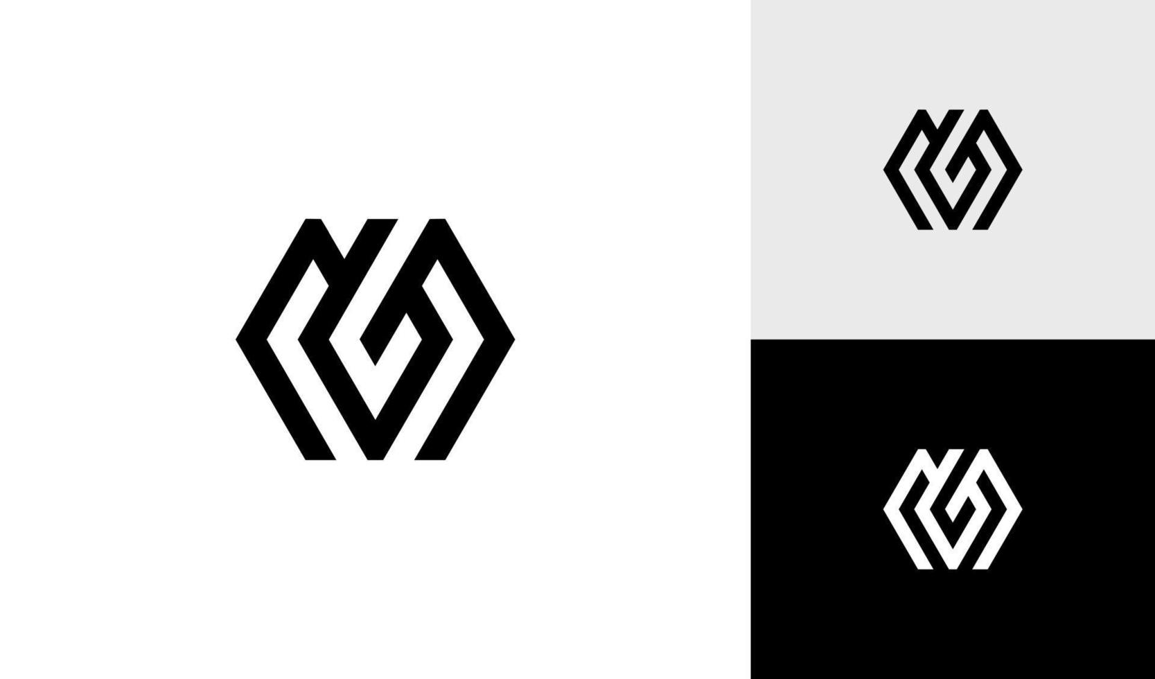 Letter MG or GM hexagon logo design vector