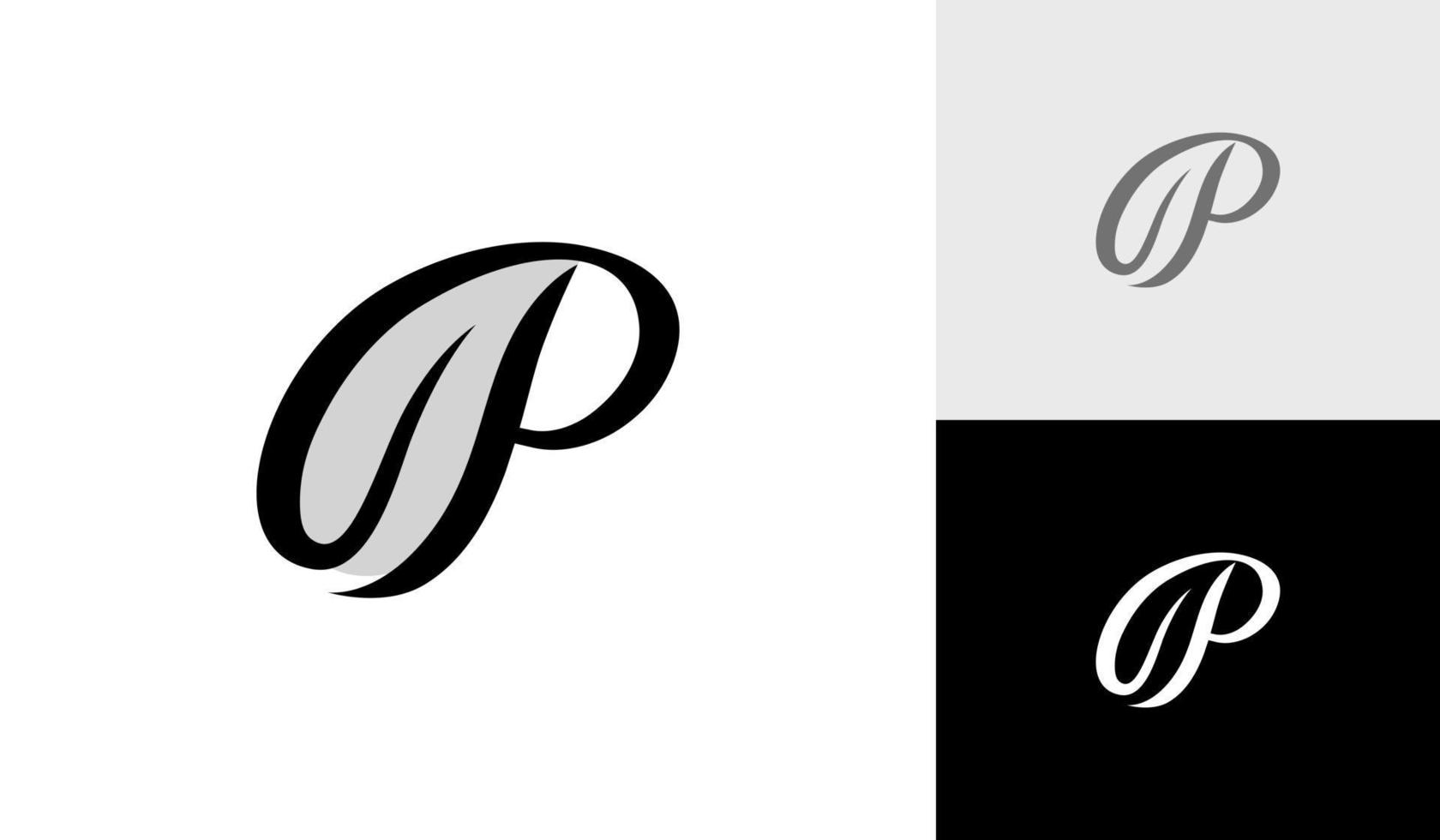 Letter P or initial P monogram with leaf logo design vector