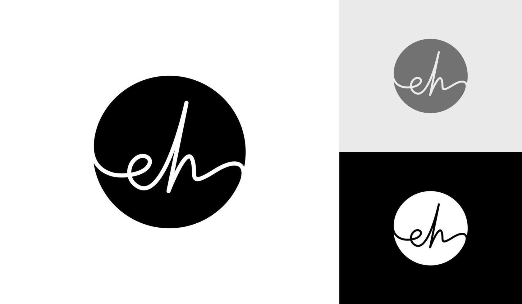 Signature initial letter EH monogram logo design vector