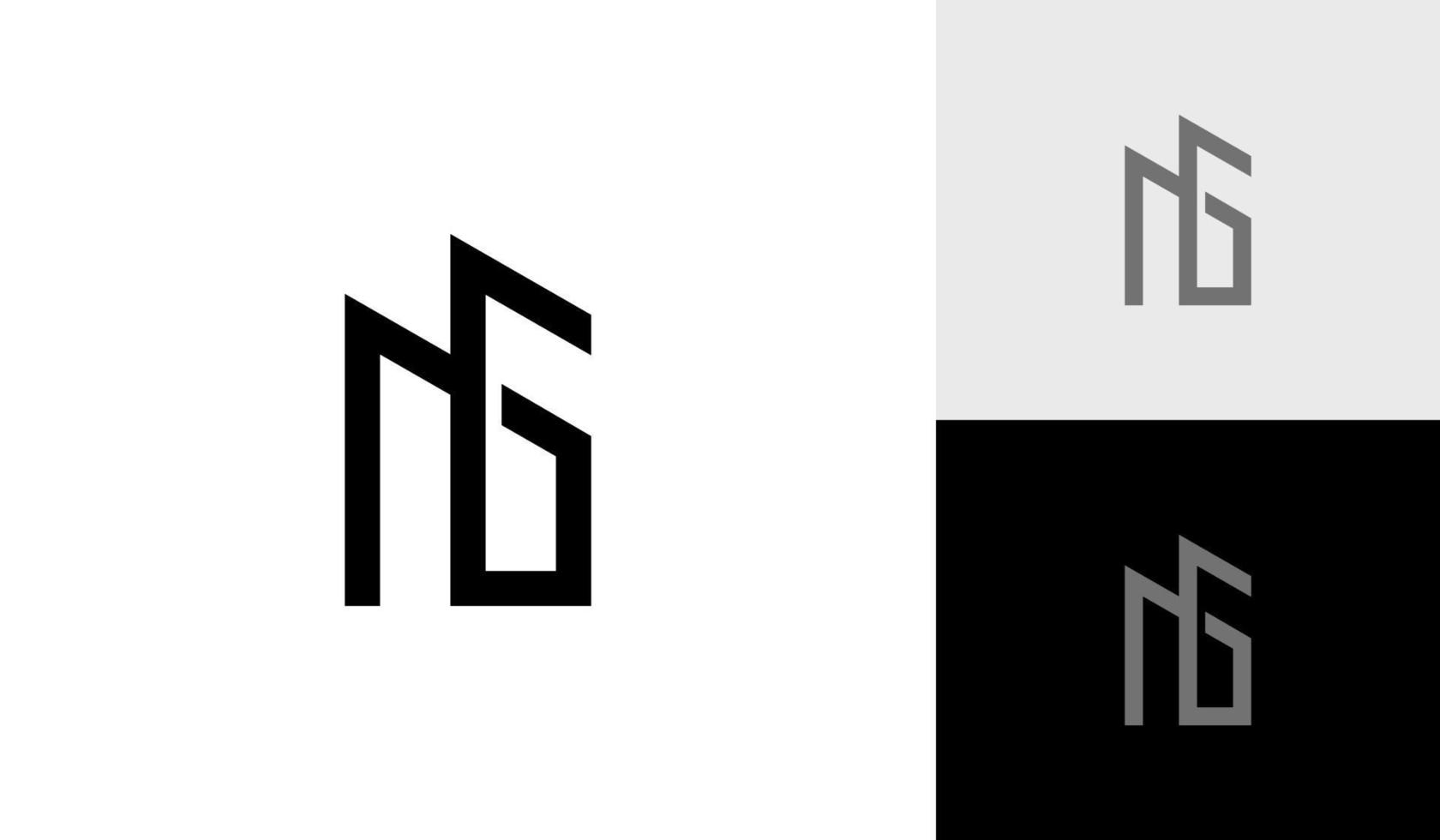 letra ng inicial monograma con edificio forma logo diseño vector