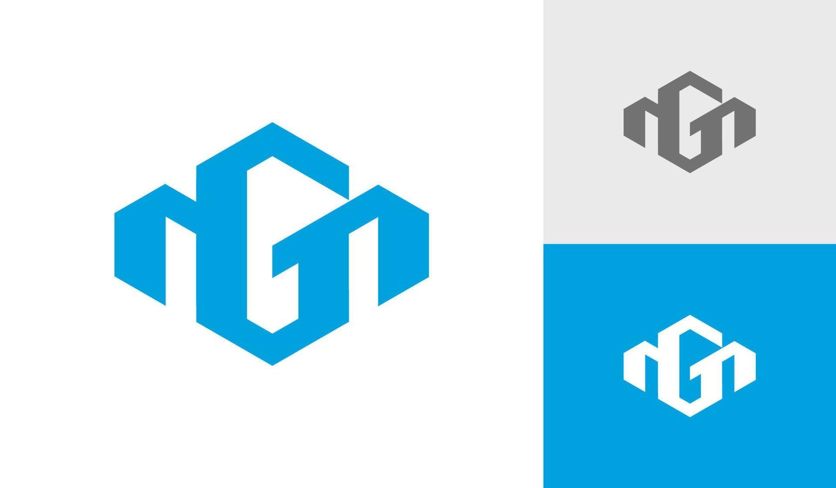 Letter GM or MG hexagon logo design vector