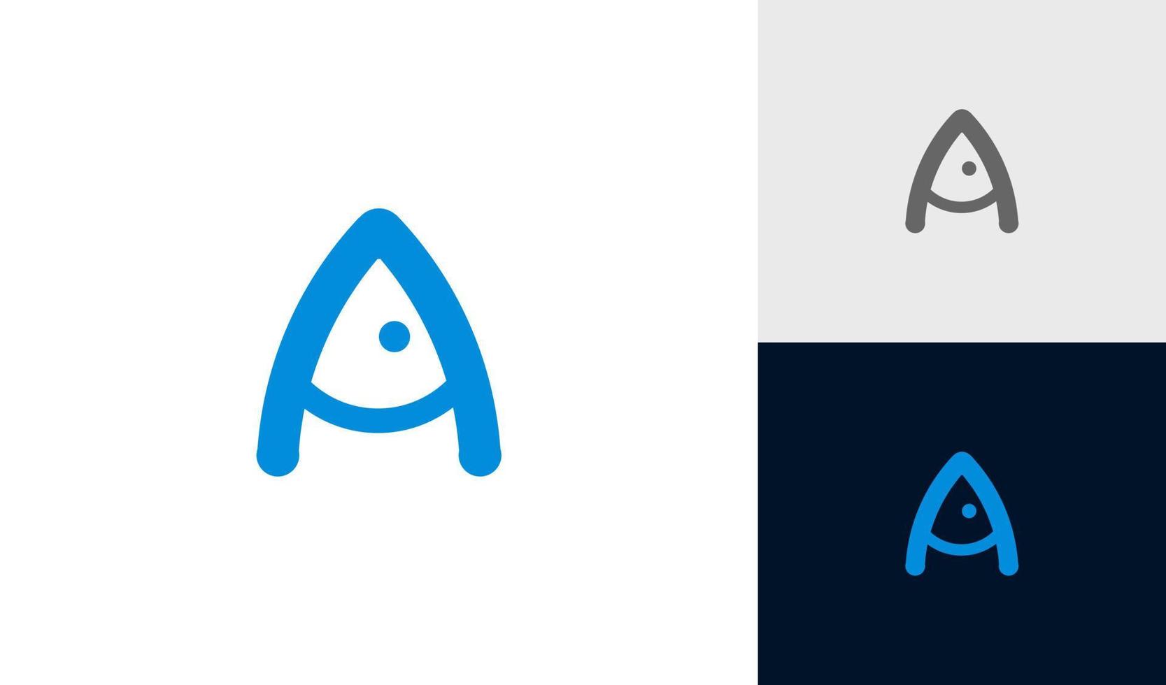 Letter A with fish logo design vector