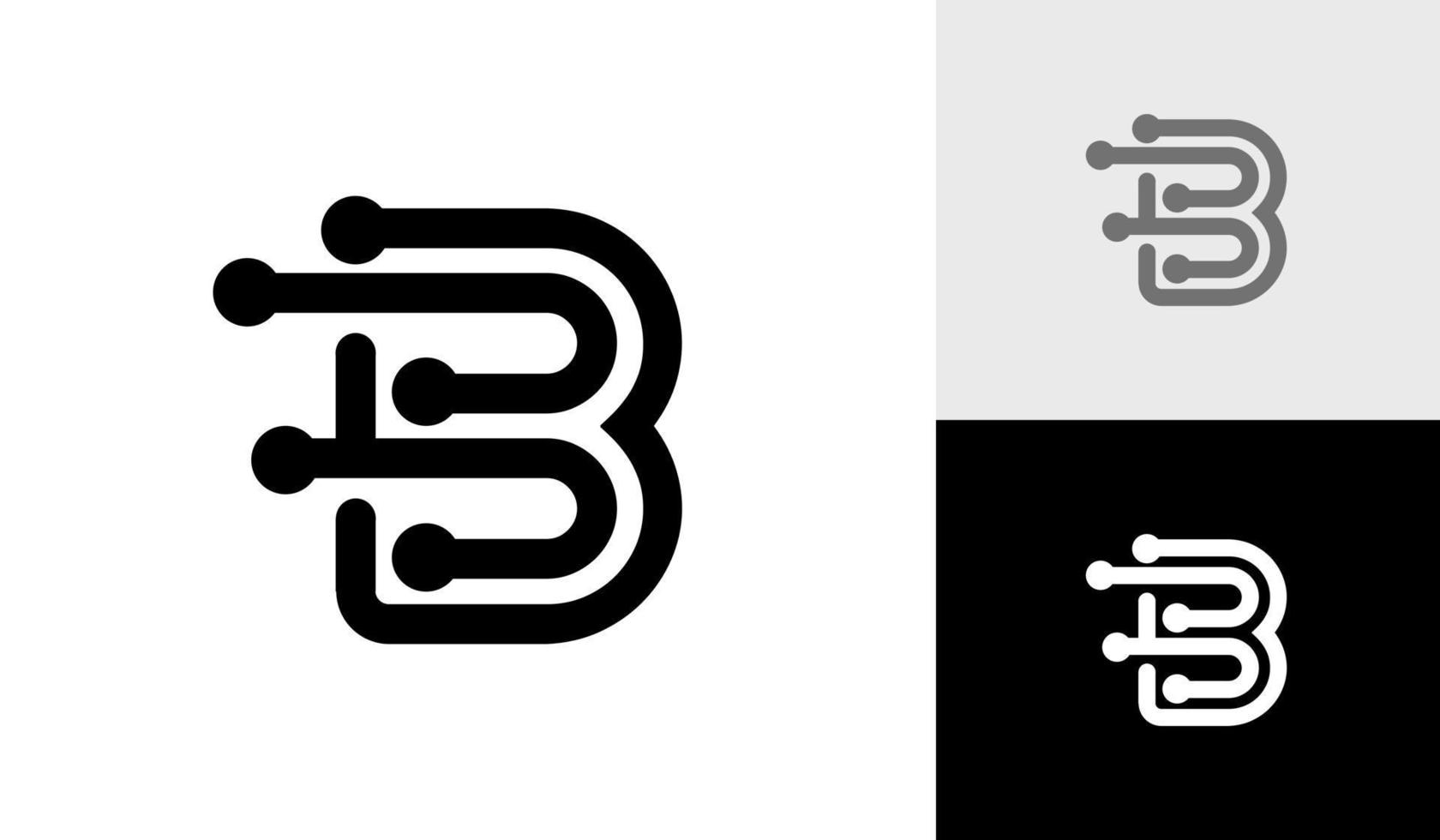 Letter B technology initial monogram logo design vector