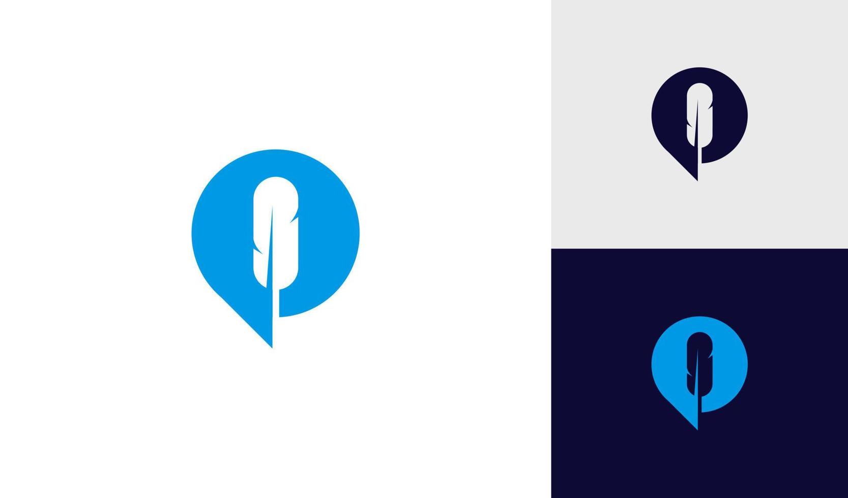 Simple chat logo or message icon with feather shape vector
