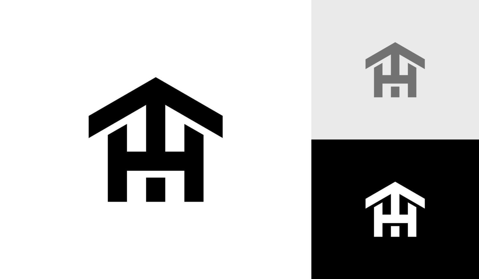 Letter HT or TH monogram with house shape logo design vector
