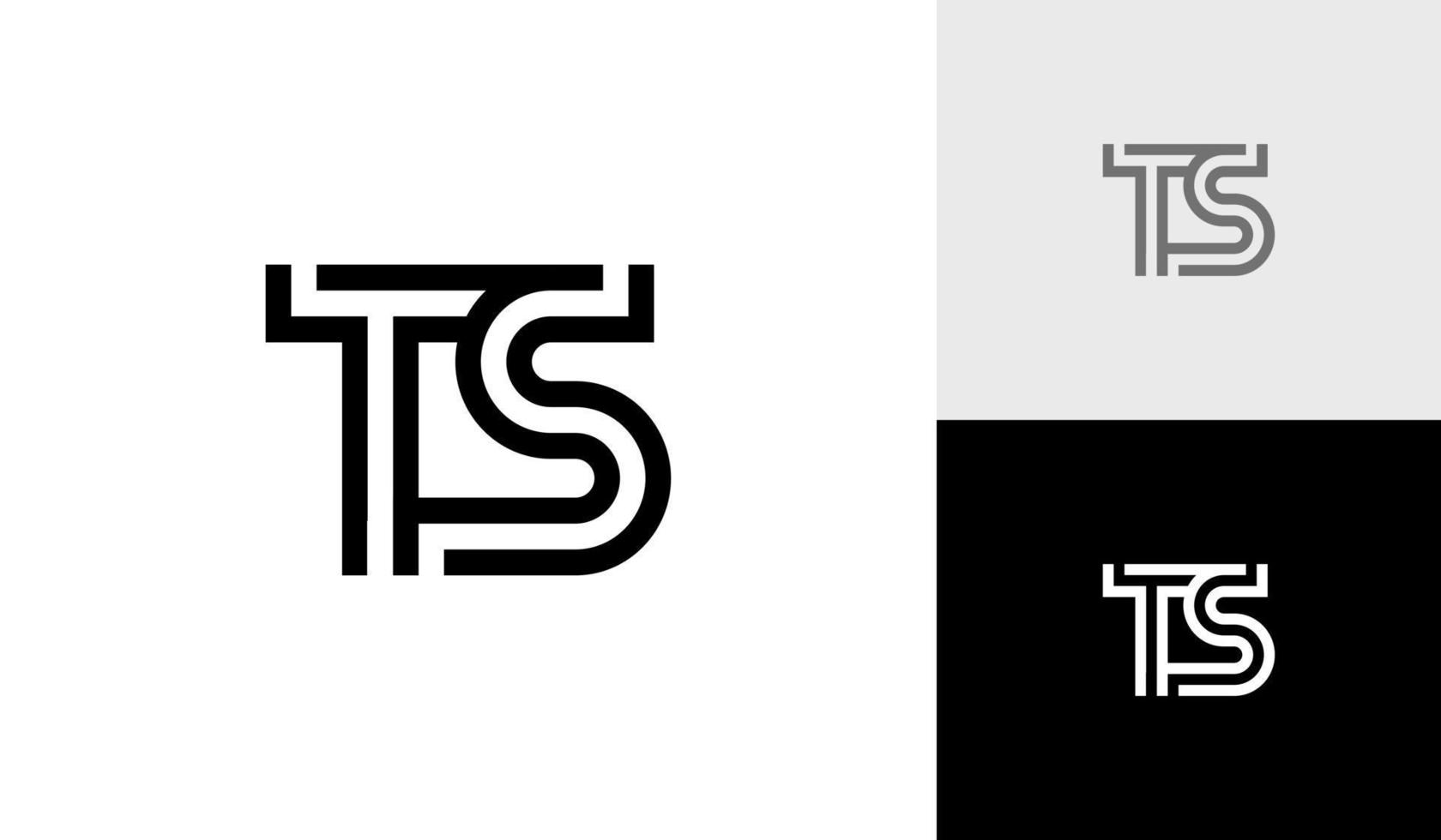 Letter TS initial monogram monoline logo design vector