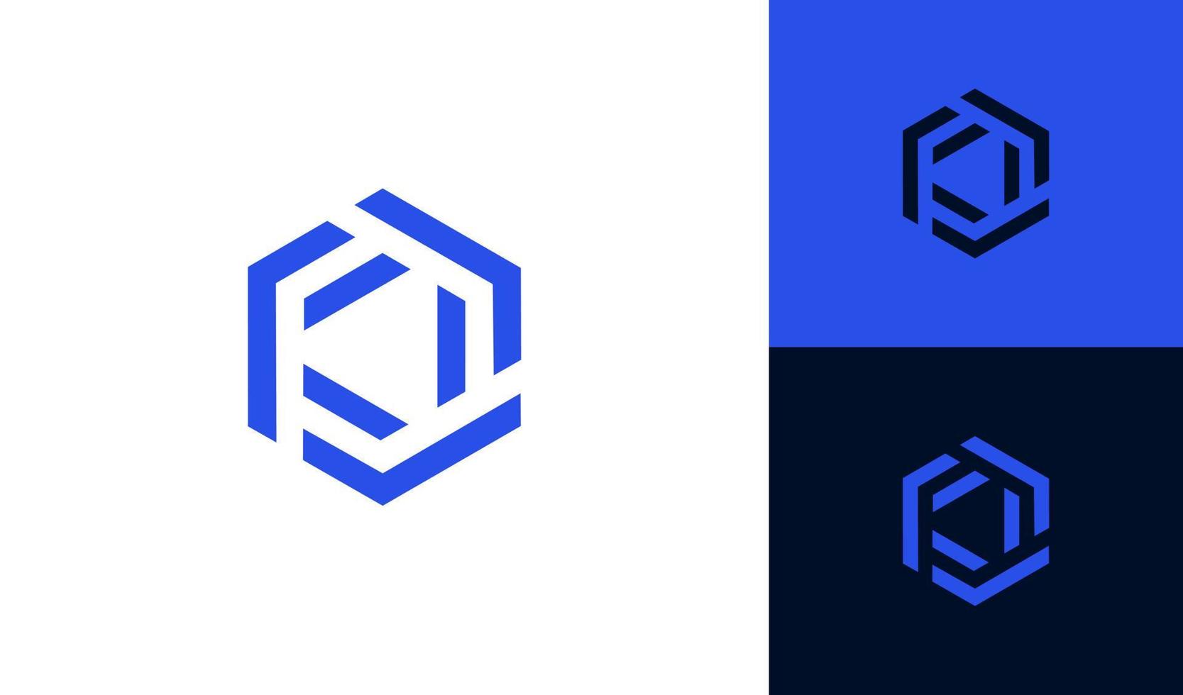 Abstract and modern hexagon logo with letter f vector