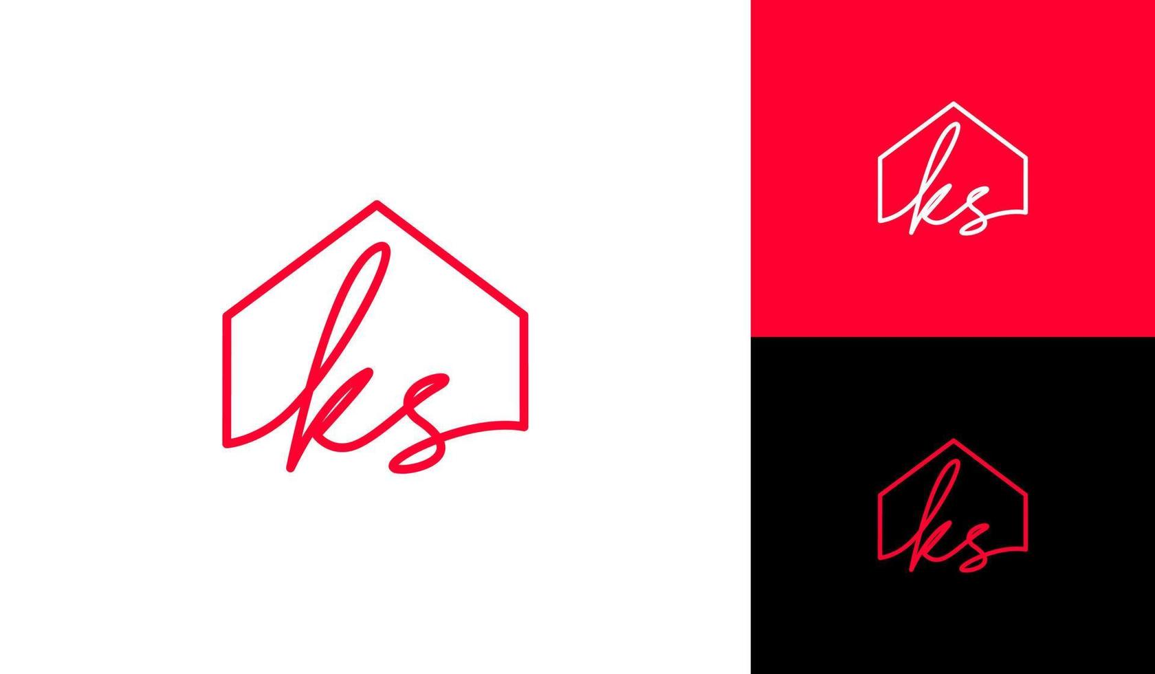 Handwritting letter KS with house logo design vector
