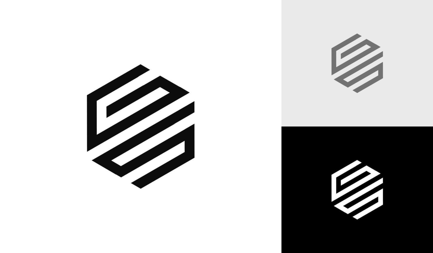 Letter GS or SG hexagon logo design vector